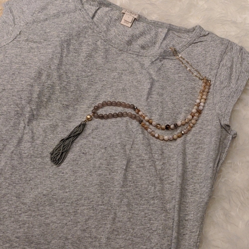 J Crew Light Heather-Gray Muscle T-shirt Size L